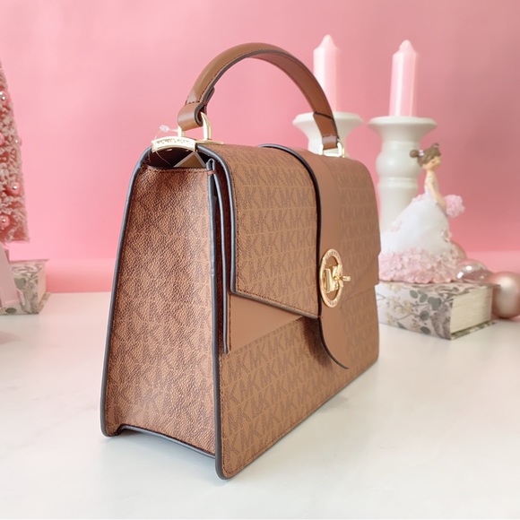 Final Sale!!! 👜 MICHAEL KORS 🌺 Greenwich Medium Logo Satchel - Picture 4 of 14